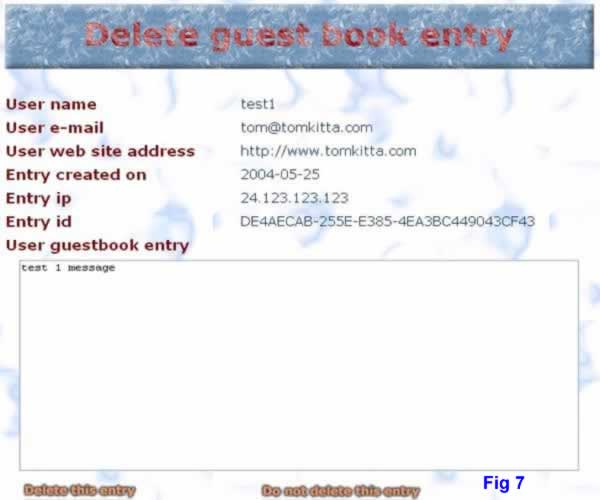 Guest book delete form
